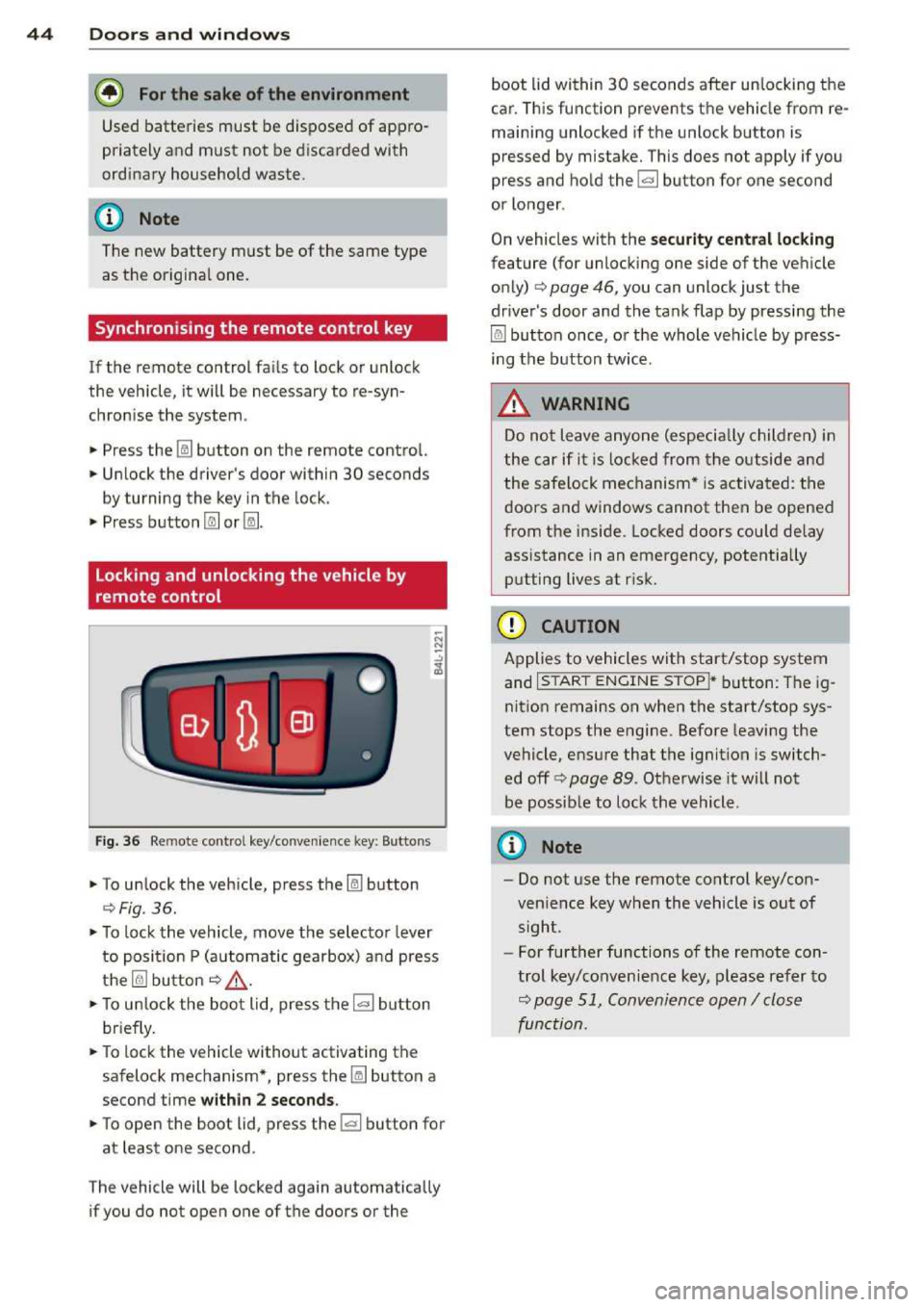 AUDI A3 2014 8V / 3.G Owners Manual 