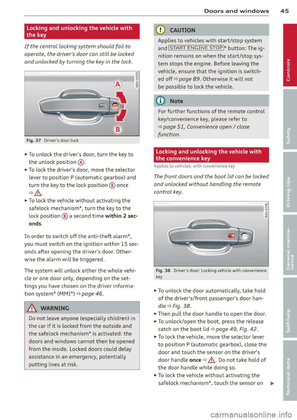AUDI A3 2014 8V / 3.G Owners Manual 