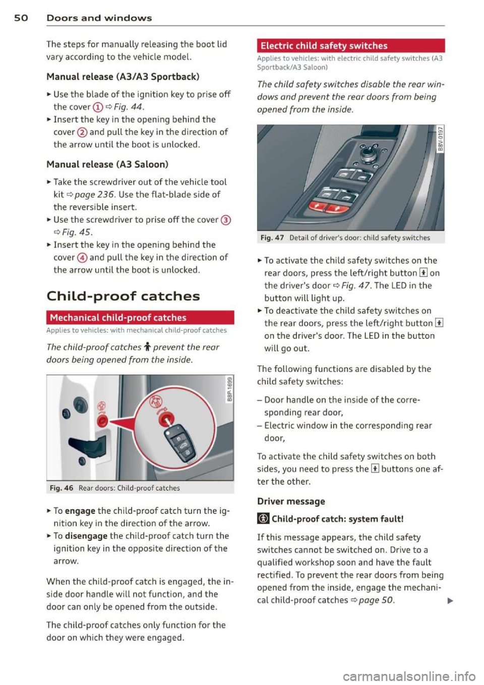 AUDI A3 2014 8V / 3.G Owners Manual 