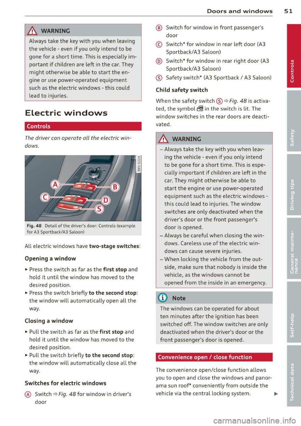 AUDI A3 2014 8V / 3.G Owners Manual 