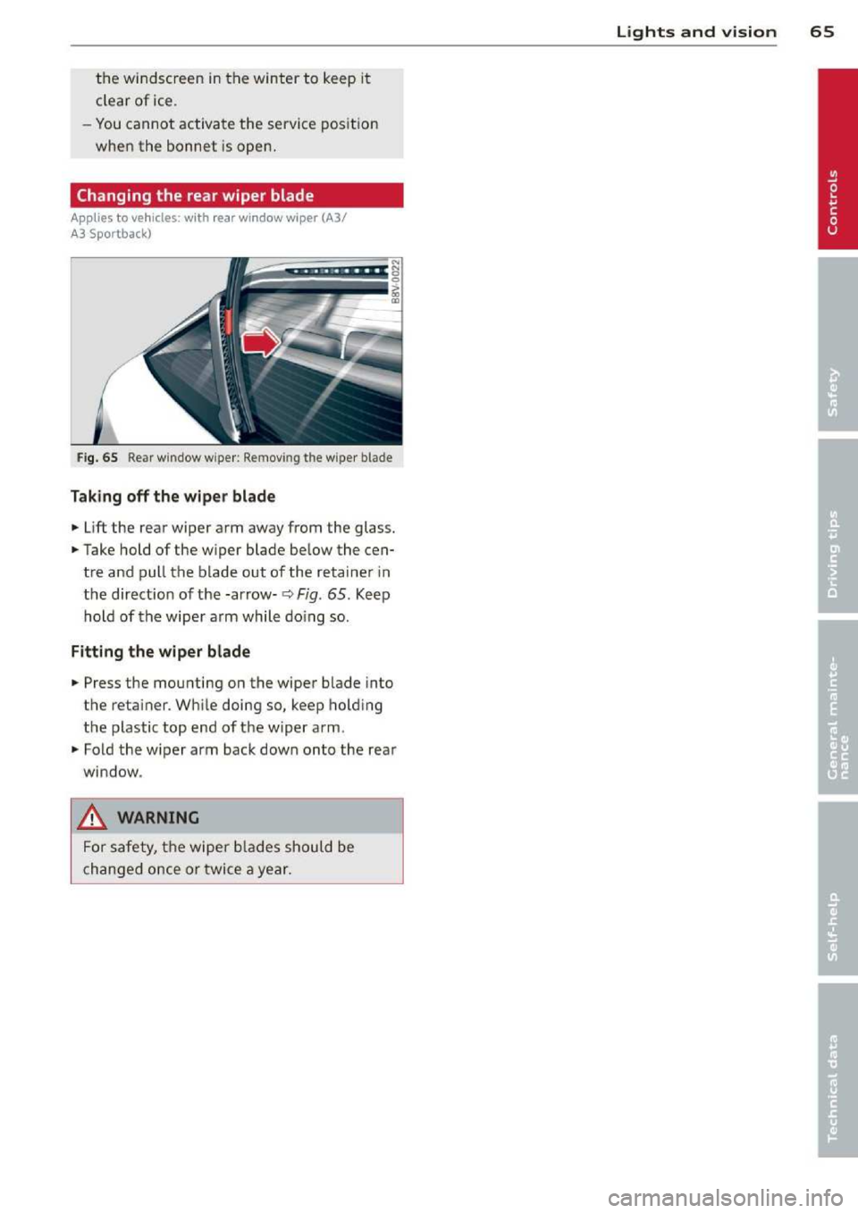 AUDI A3 2014 8V / 3.G Owners Manual 