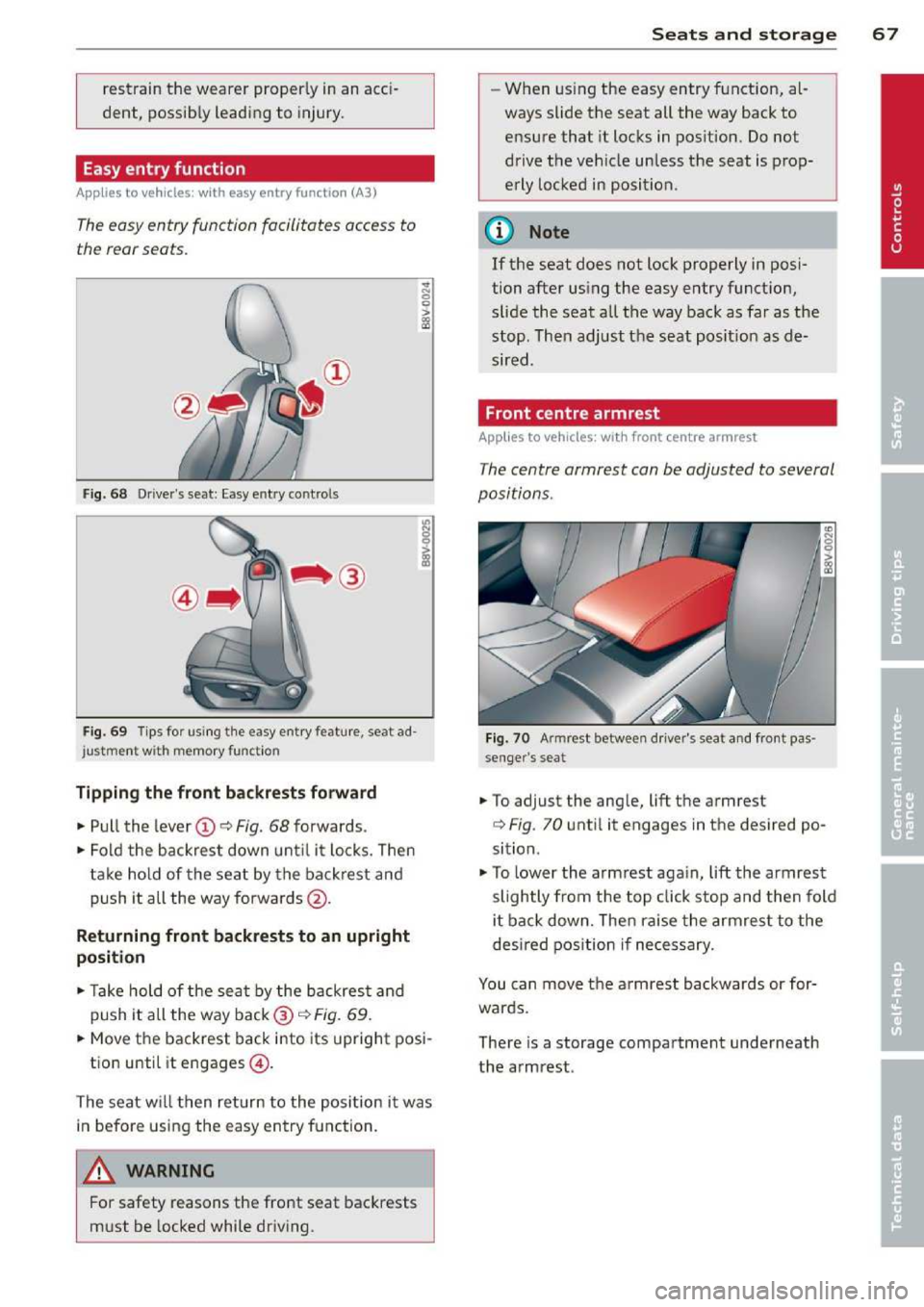 AUDI A3 2014 8V / 3.G Owners Manual 