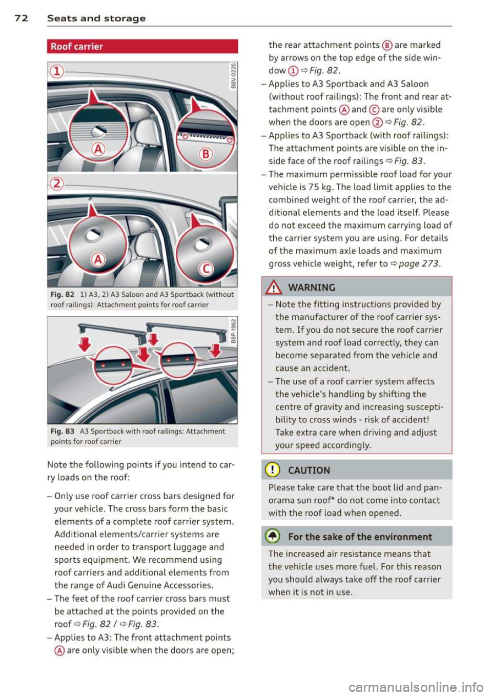 AUDI A3 2014 8V / 3.G Owners Manual 