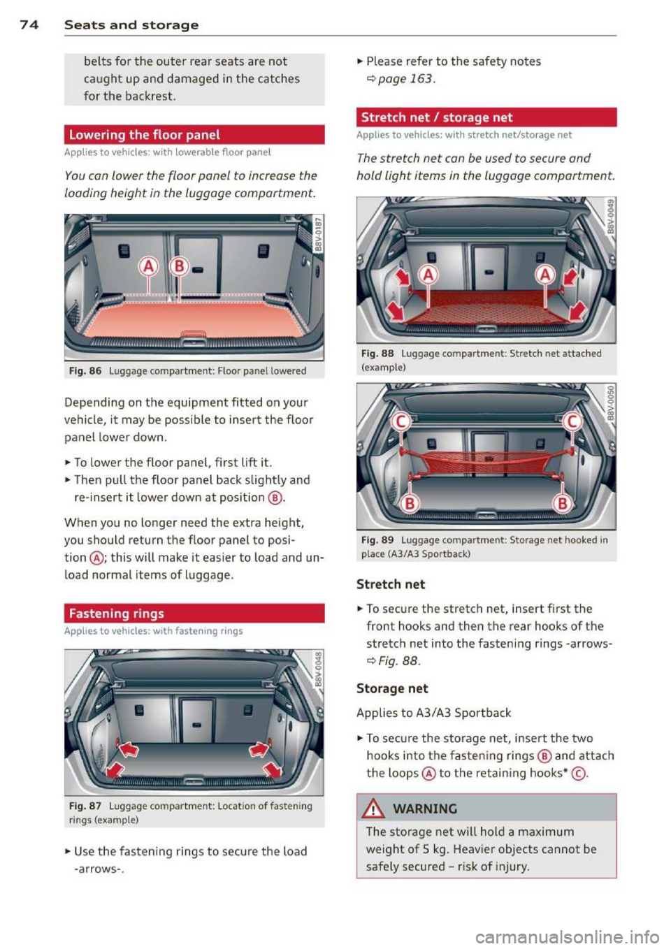 AUDI A3 2014 8V / 3.G Owners Manual 