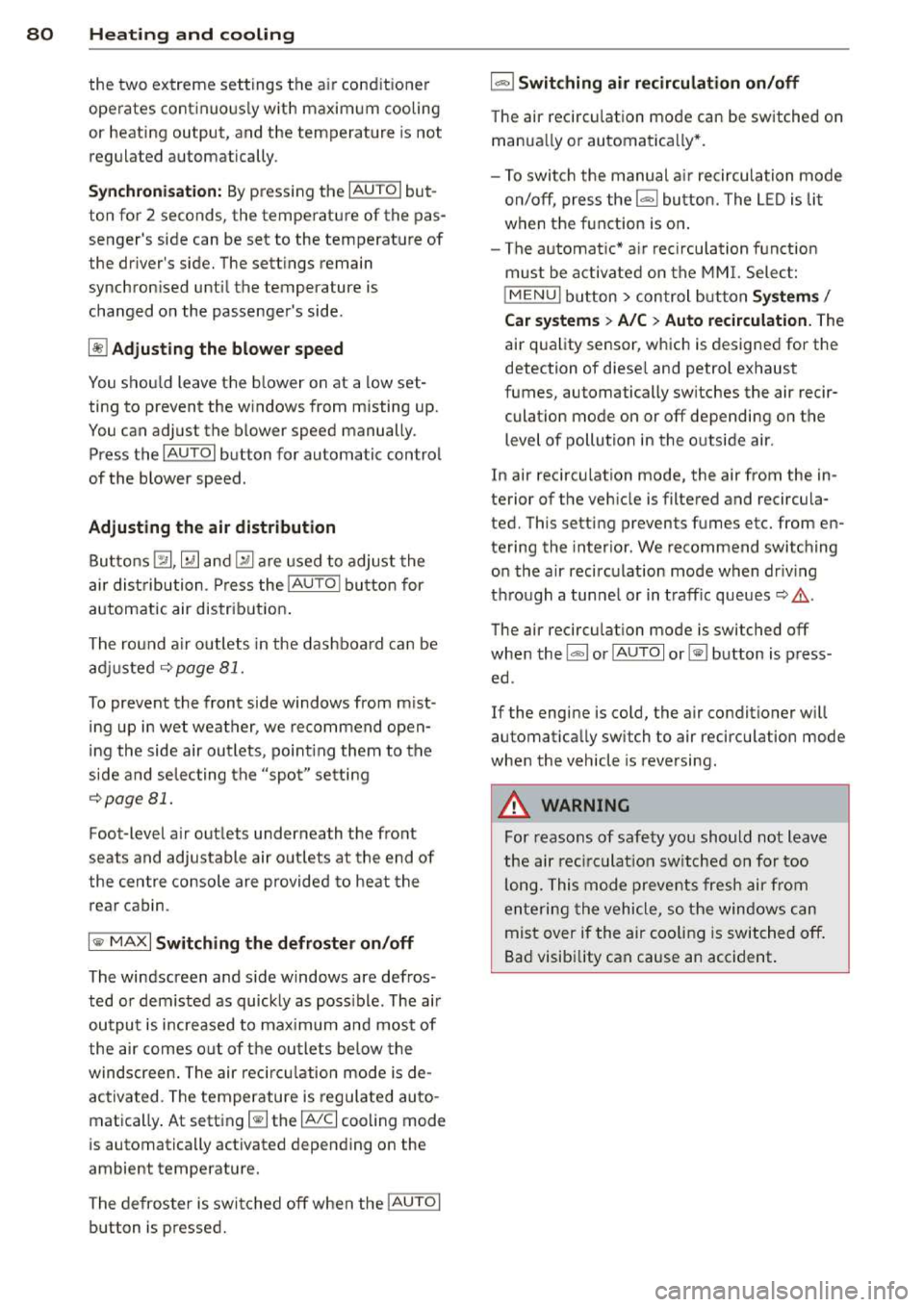 AUDI A3 2014 8V / 3.G Owners Manual 