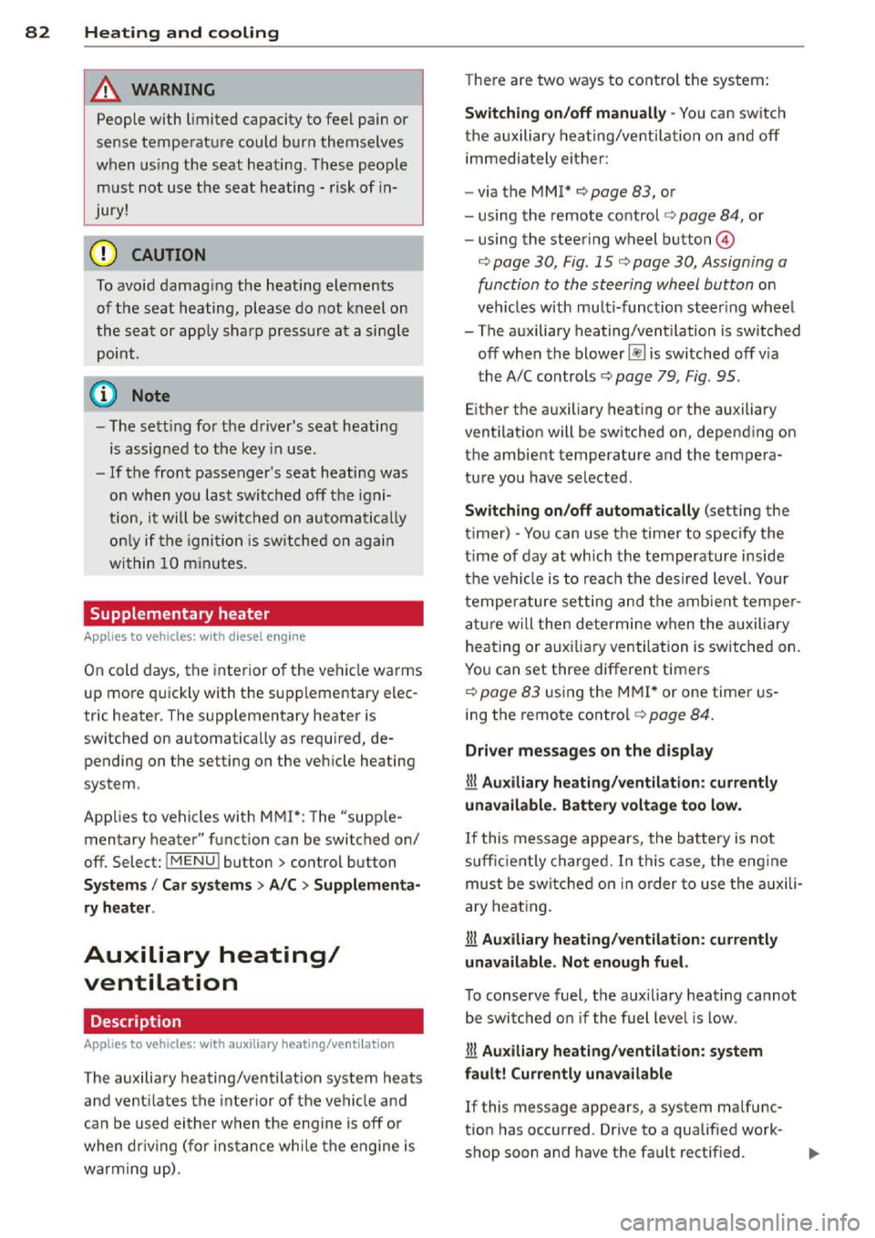 AUDI A3 2014 8V / 3.G Owners Manual 