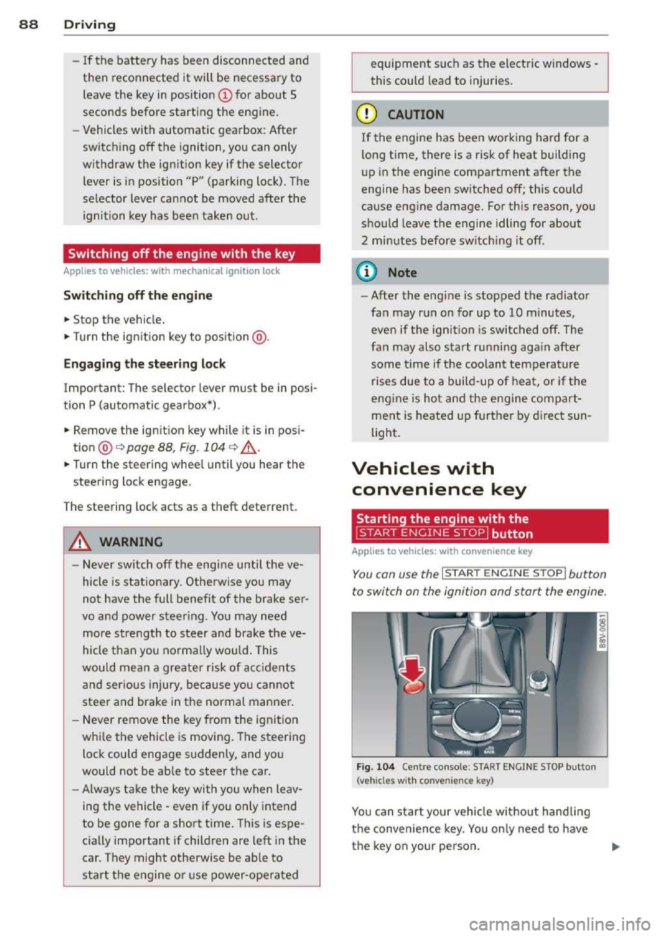 AUDI A3 2014 8V / 3.G Owners Manual 