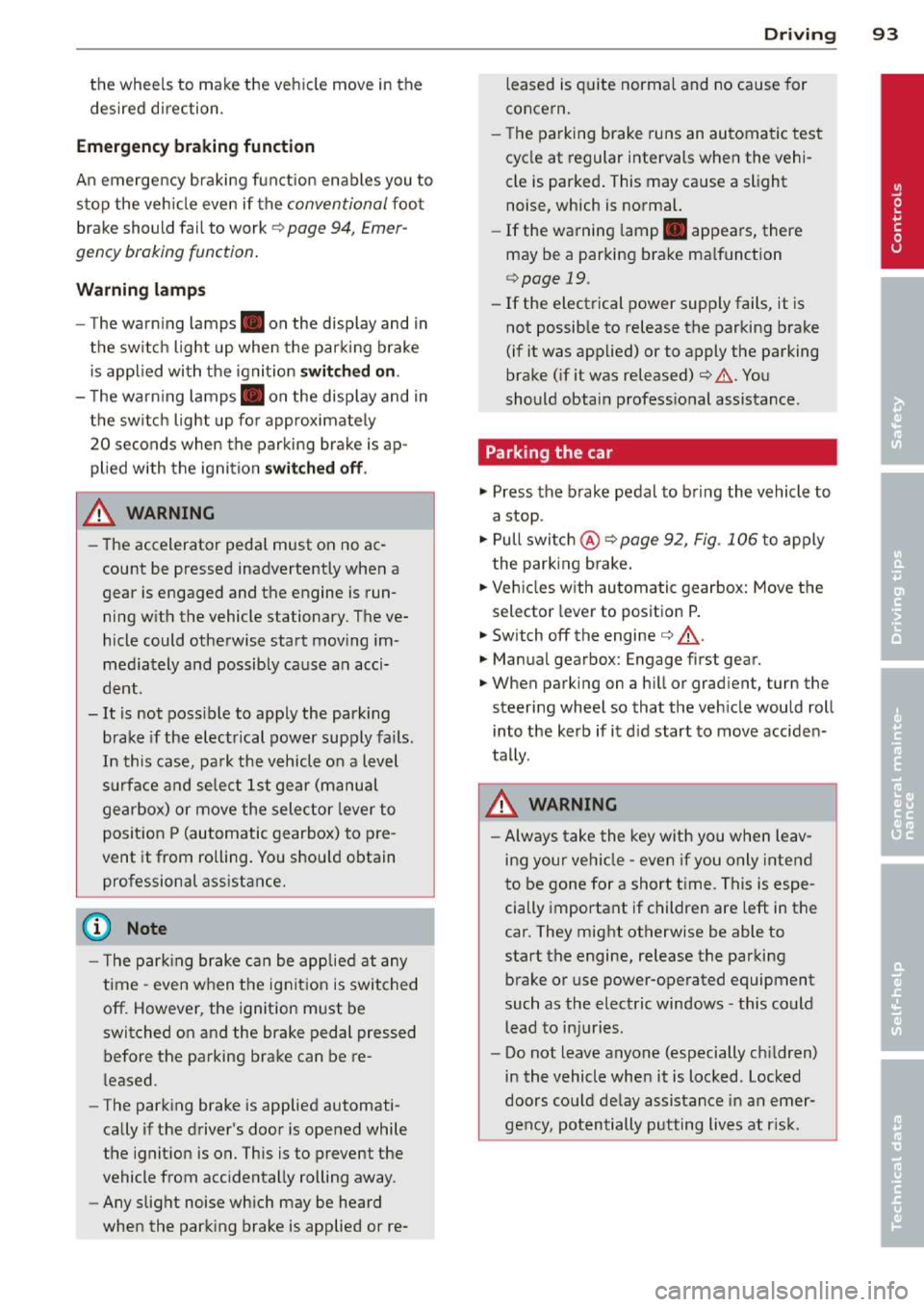 AUDI A3 2014 8V / 3.G Owners Manual 