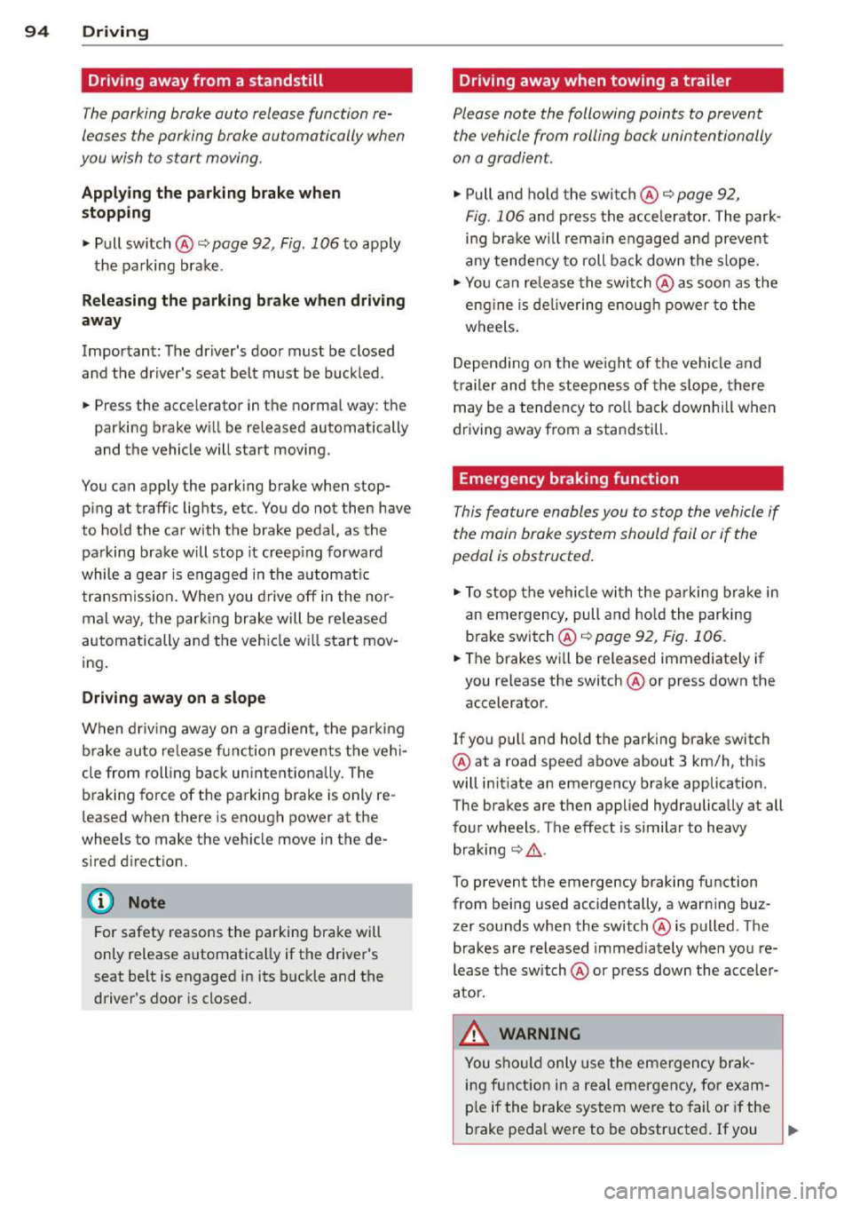 AUDI A3 2014 8V / 3.G Owners Manual 