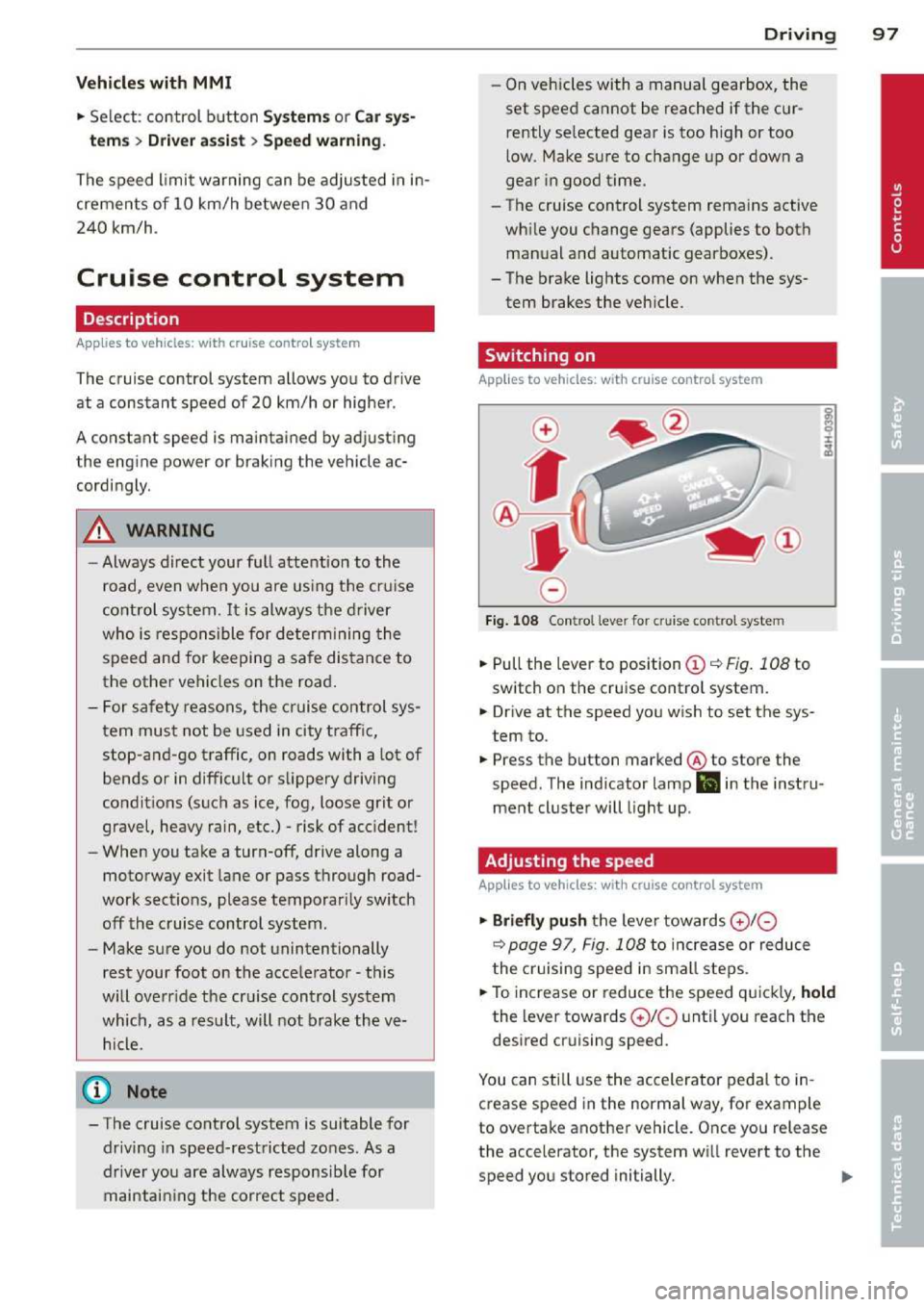 AUDI A3 2014 8V / 3.G Owners Manual 