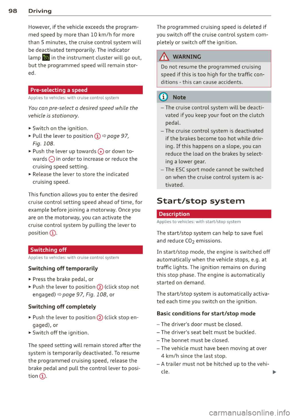 AUDI A3 2014 8V / 3.G Owners Manual 