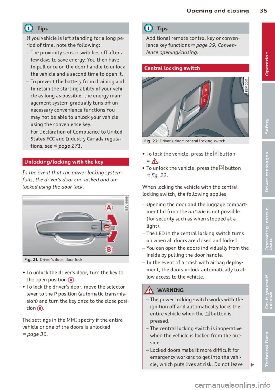 AUDI A3 SEDAN 2015 8V / 3.G Owners Manual 