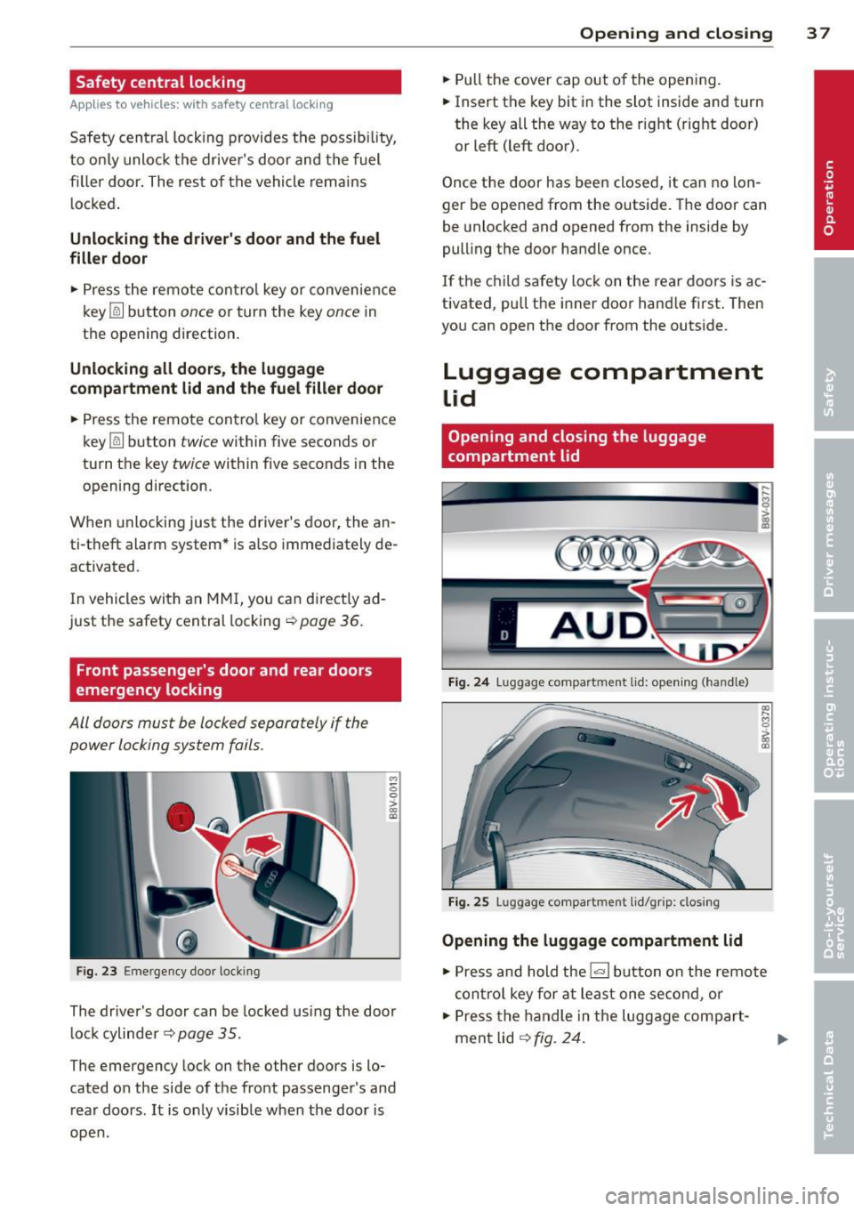 AUDI A3 SEDAN 2015 8V / 3.G Owners Manual 
