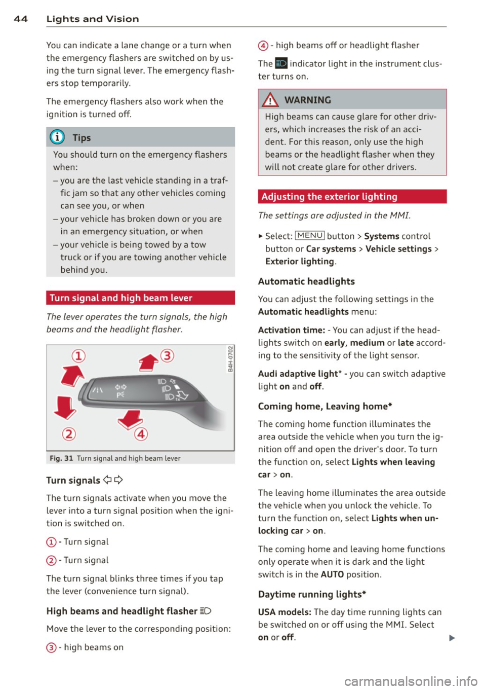 AUDI A3 SEDAN 2015 8V / 3.G Owners Manual 
