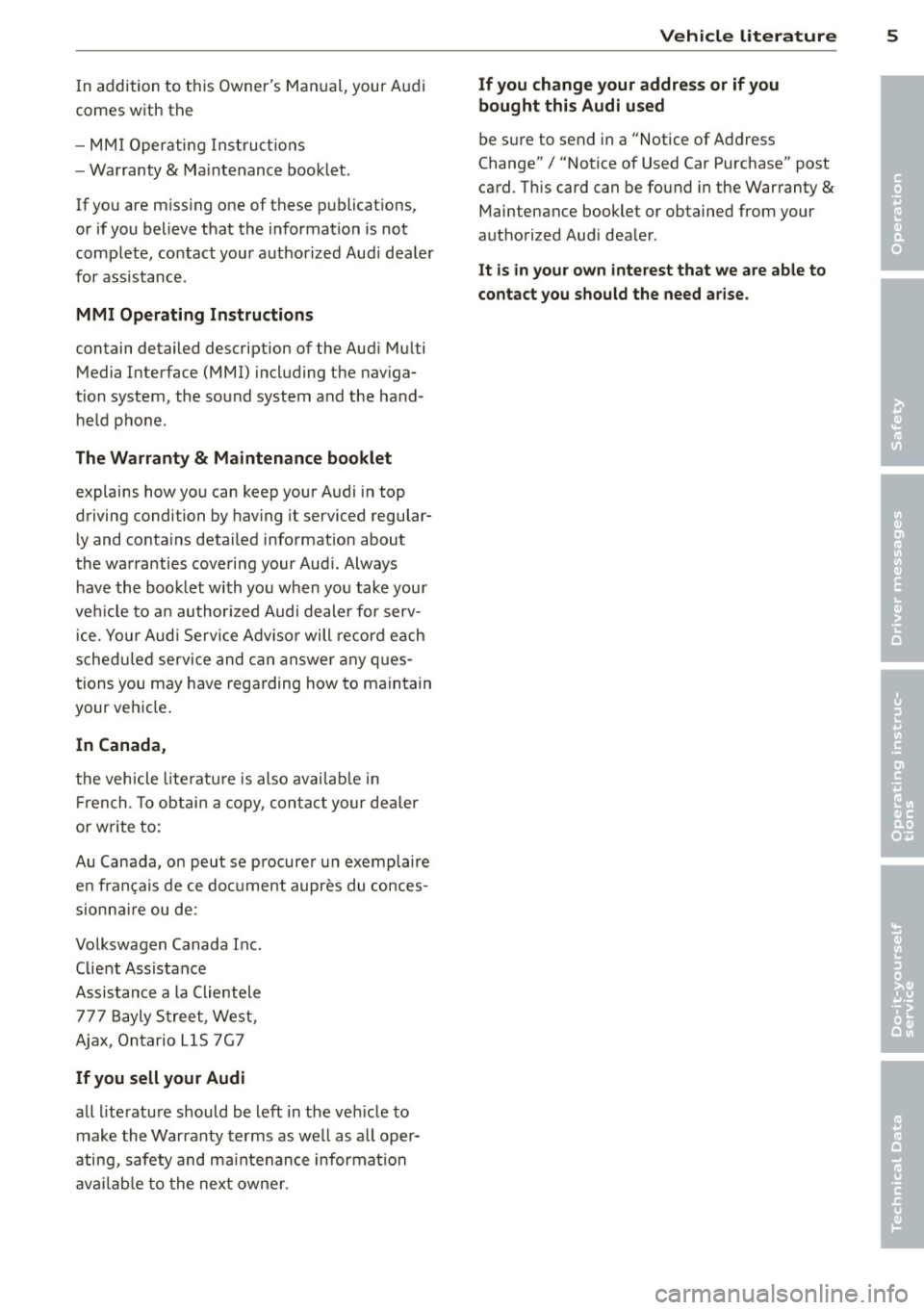 AUDI A3 SEDAN 2015 8V / 3.G Owners Manual 