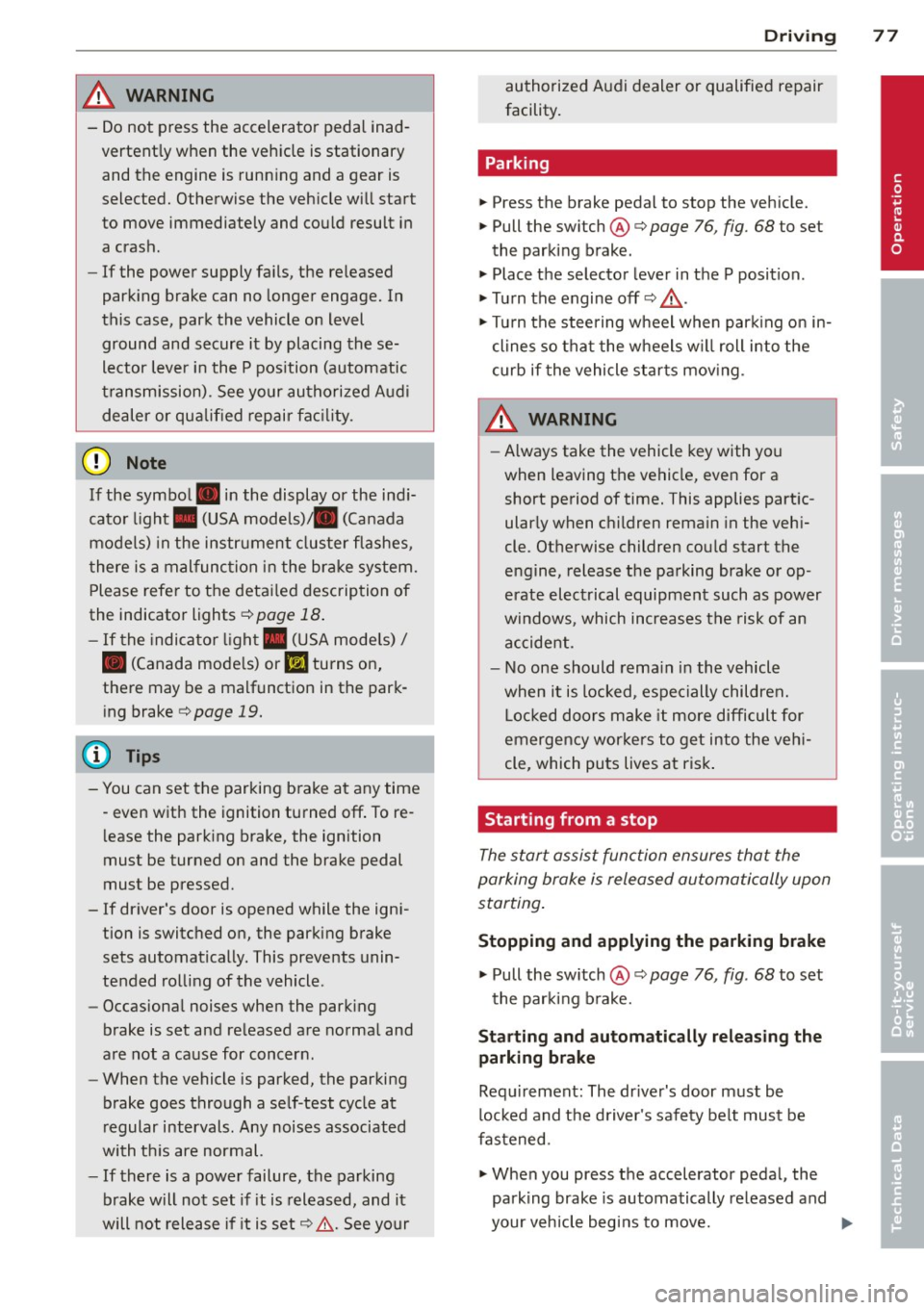 AUDI A3 SEDAN 2015 8V / 3.G Owners Manual 