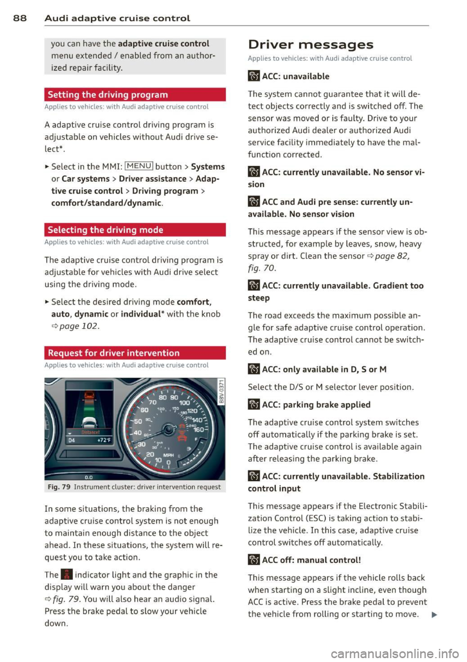 AUDI A3 SEDAN 2015 8V / 3.G Owners Manual 