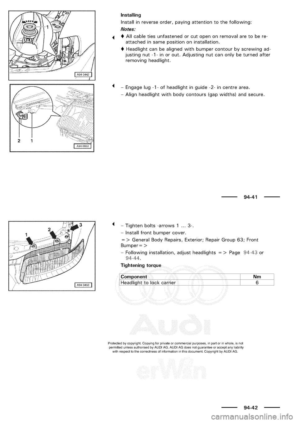 AUDI A3 1998 8L / 1.G Electrical System Workshop Manual 