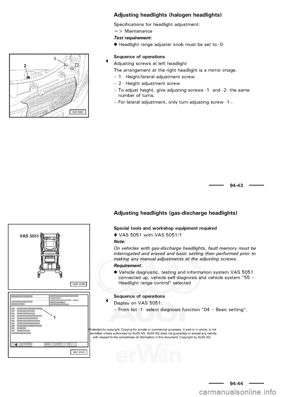 AUDI A3 1998 8L / 1.G Electrical System Workshop Manual 