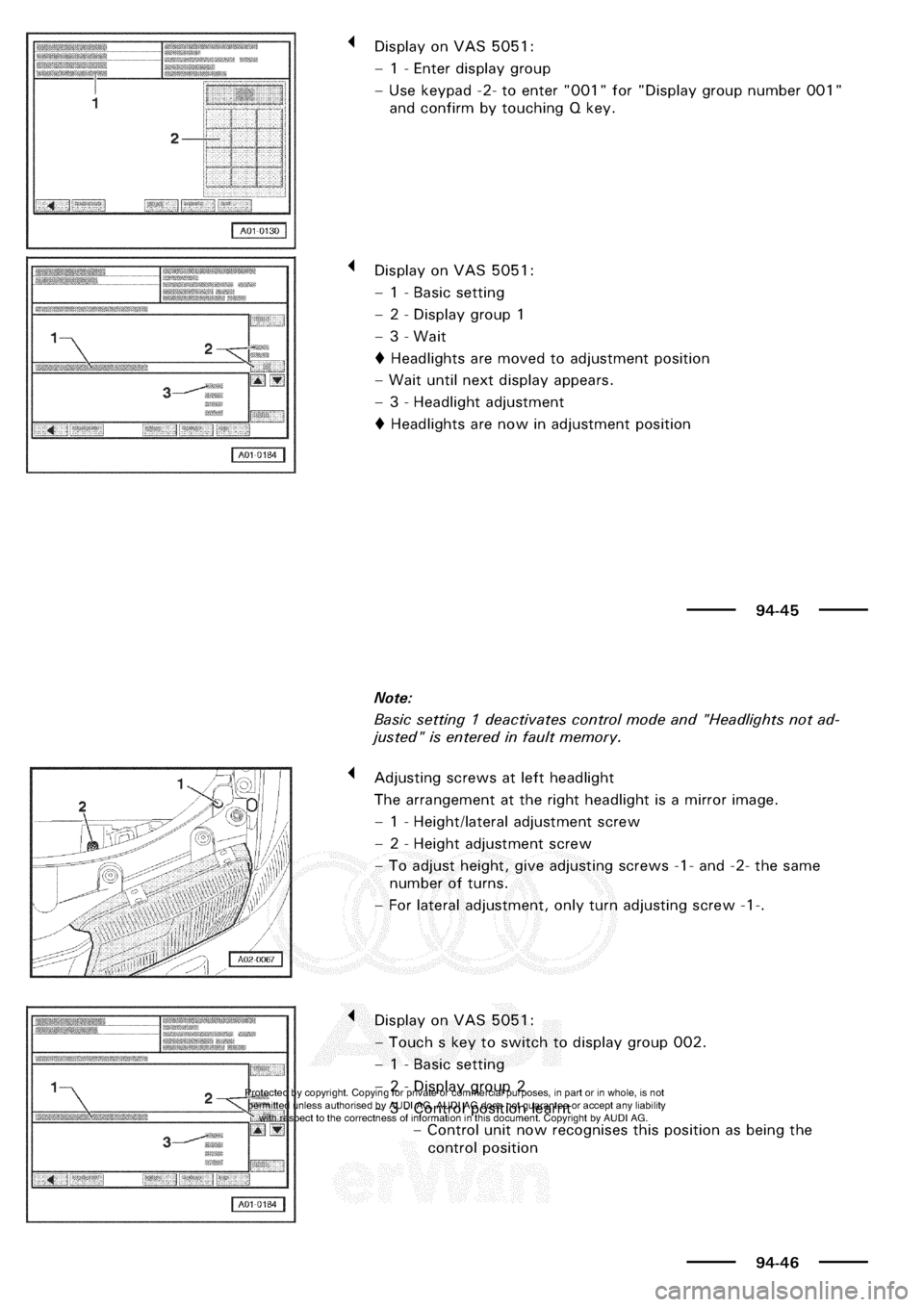 AUDI A3 1998 8L / 1.G Electrical System Workshop Manual 