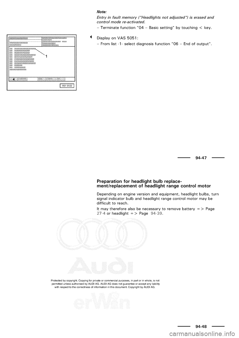 AUDI A3 1998 8L / 1.G Electrical System Workshop Manual 