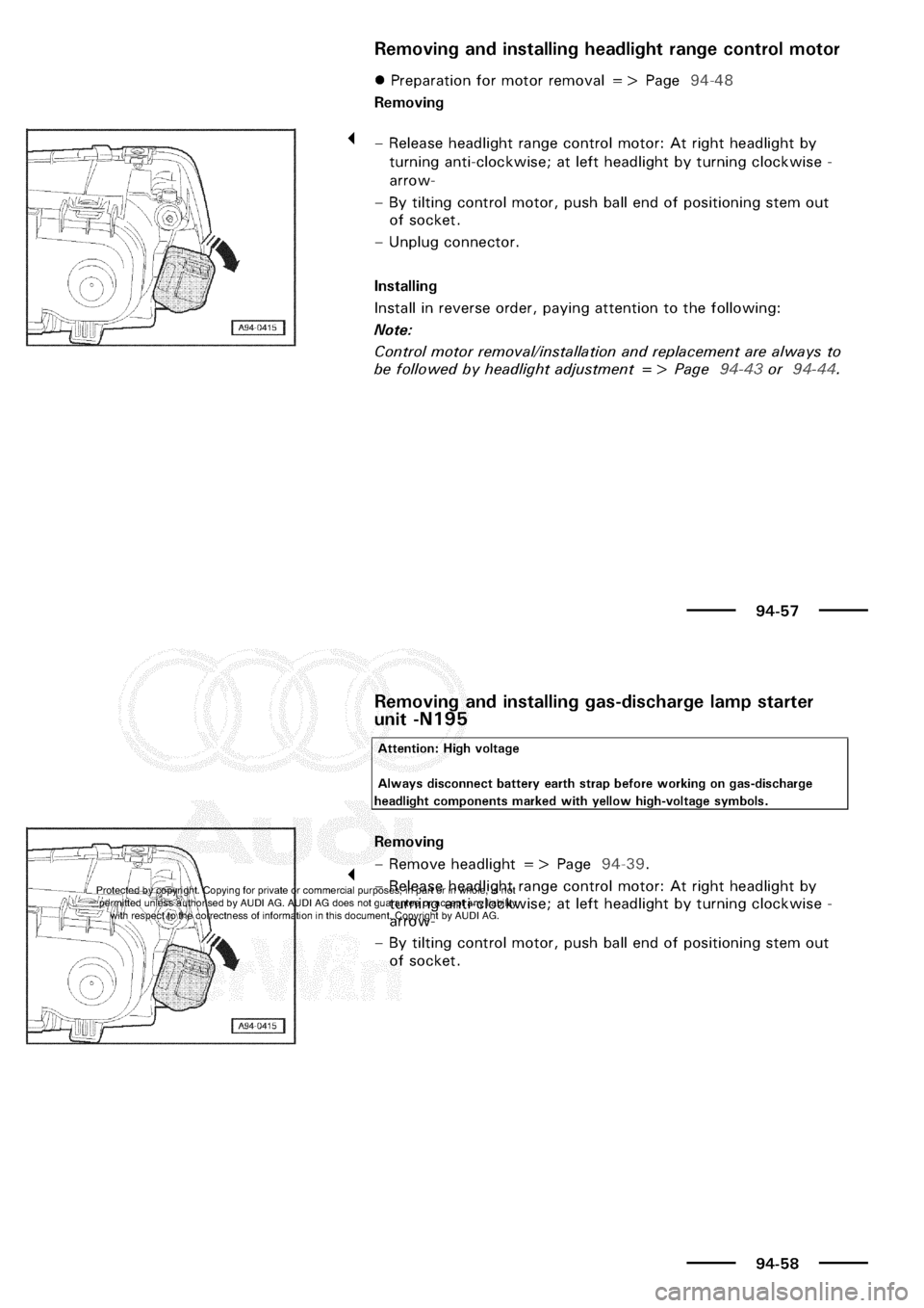 AUDI A3 1998 8L / 1.G Electrical System Workshop Manual 