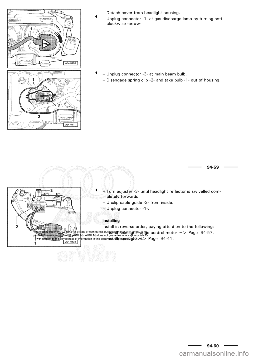 AUDI A3 1998 8L / 1.G Electrical System Workshop Manual 