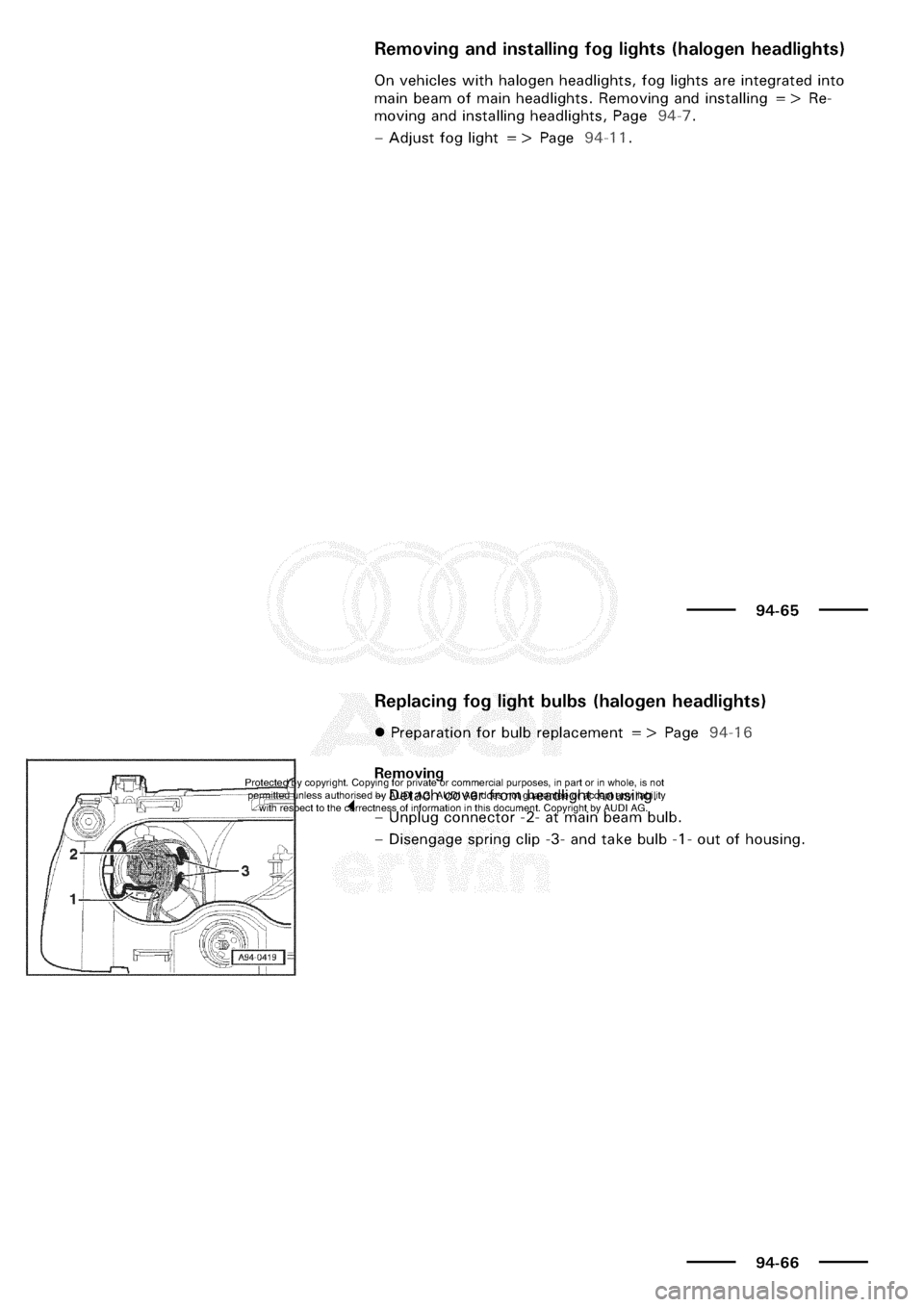 AUDI A3 1998 8L / 1.G Electrical System Workshop Manual 