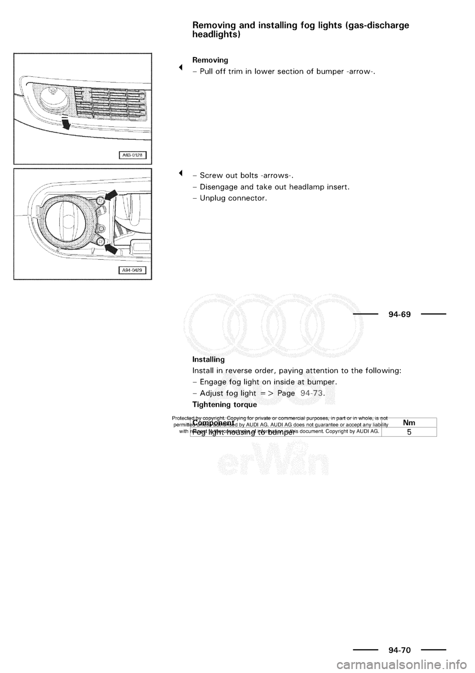 AUDI A3 1998 8L / 1.G Electrical System Workshop Manual 