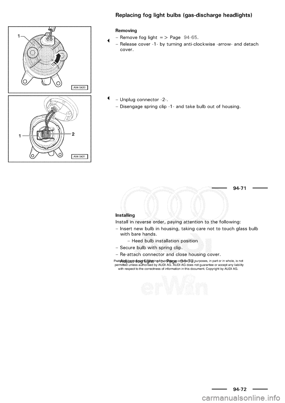 AUDI A3 1998 8L / 1.G Electrical System Workshop Manual 