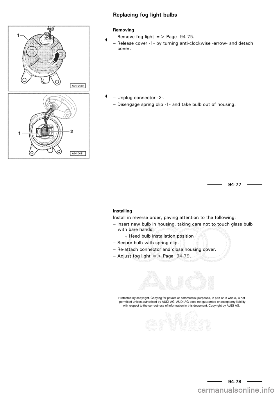 AUDI A3 1998 8L / 1.G Electrical System Workshop Manual 