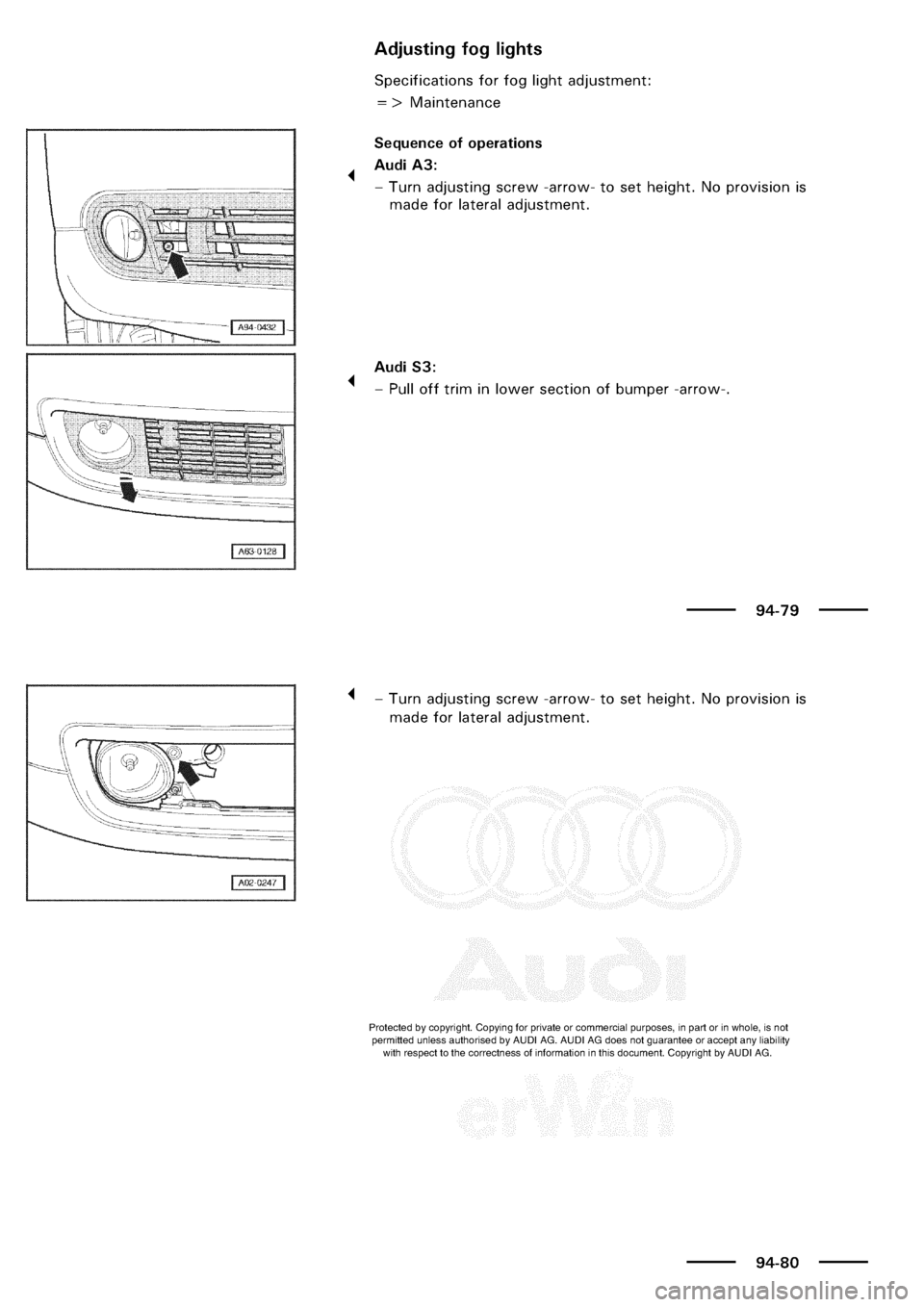 AUDI A3 1998 8L / 1.G Electrical System Workshop Manual 
