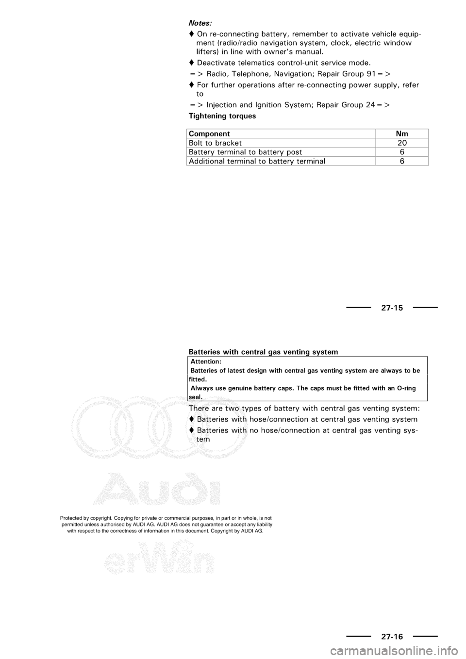 AUDI A3 1998 8L / 1.G Electrical System Workshop Manual 