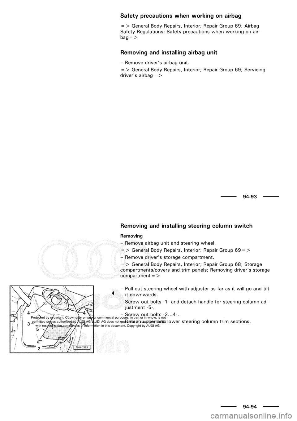 AUDI A3 1998 8L / 1.G Electrical System Workshop Manual 