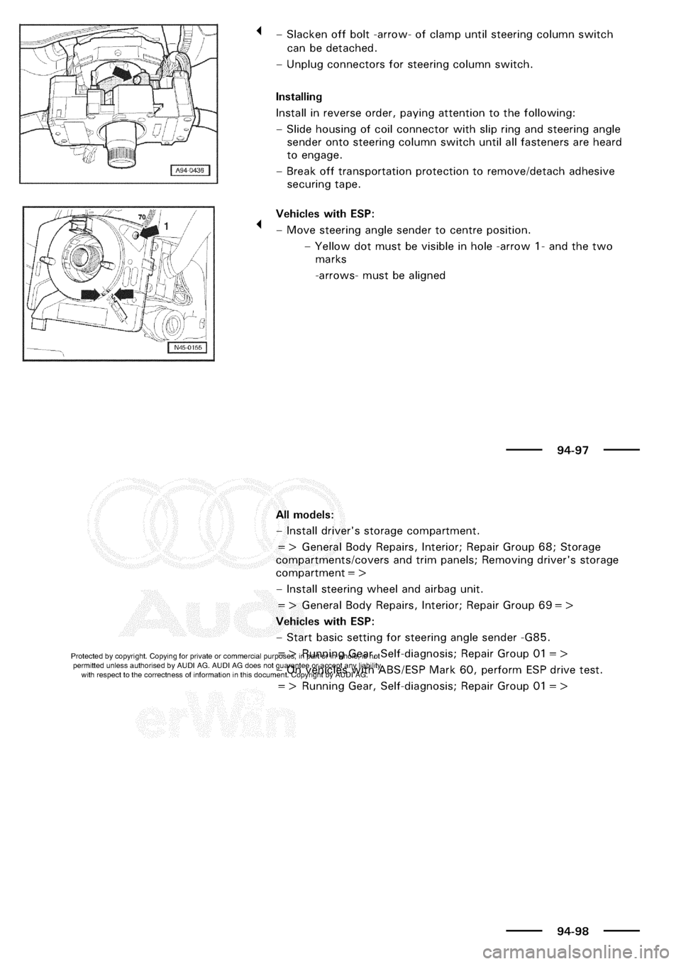 AUDI A3 1998 8L / 1.G Electrical System Workshop Manual 