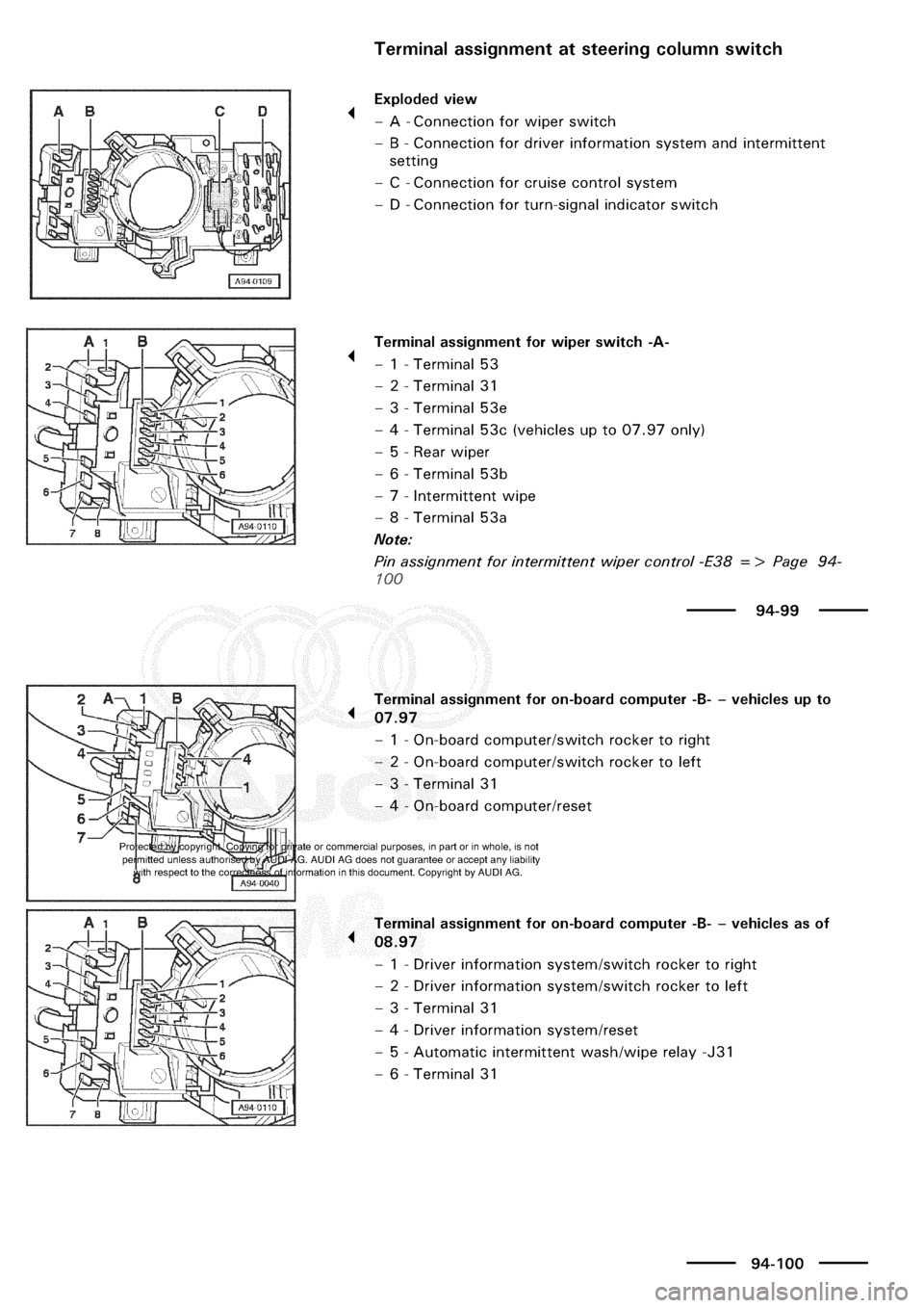 AUDI A3 1998 8L / 1.G Electrical System Workshop Manual 