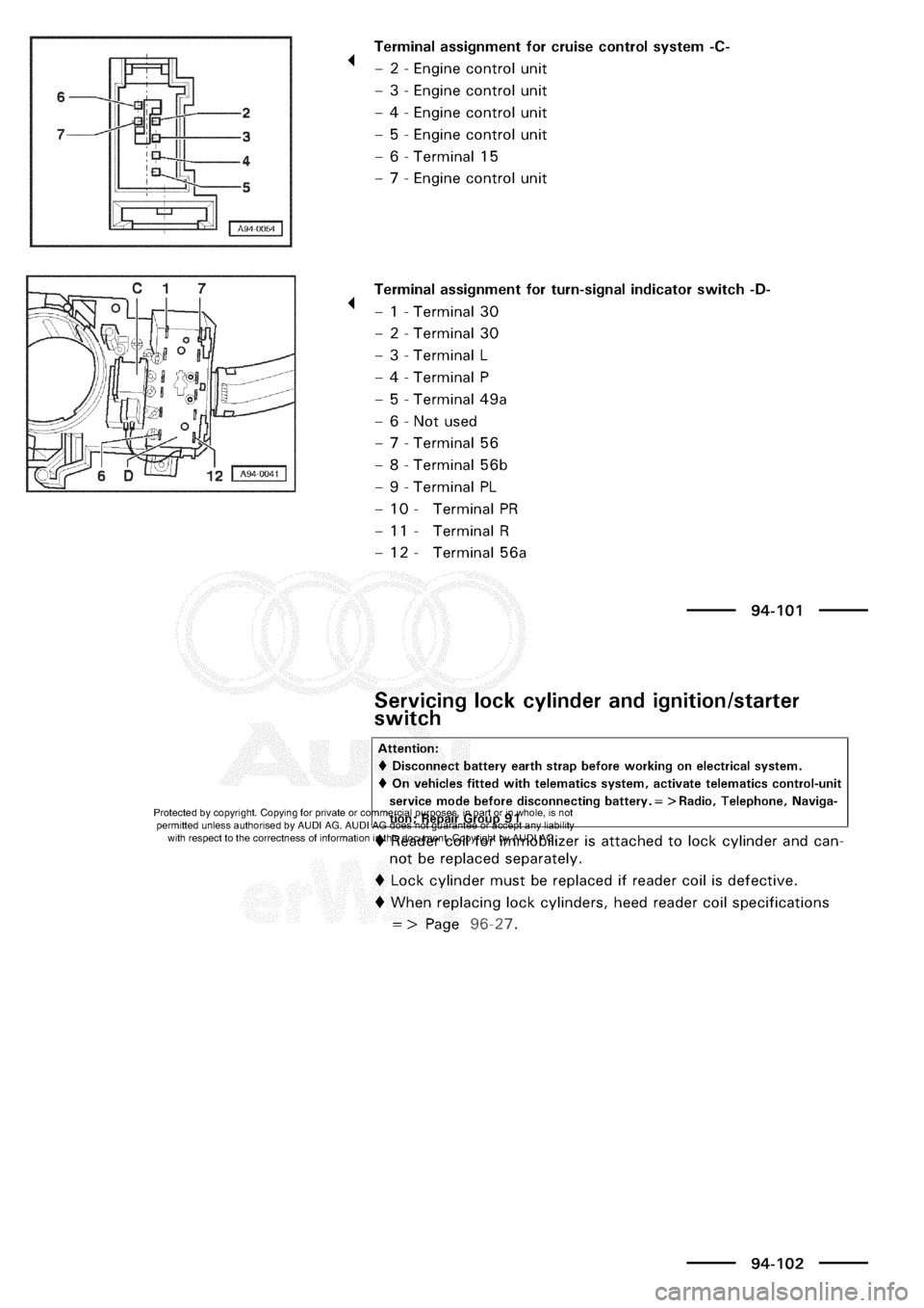 AUDI A3 1998 8L / 1.G Electrical System Workshop Manual 