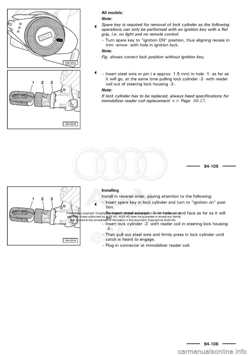 AUDI A3 1998 8L / 1.G Electrical System Workshop Manual 