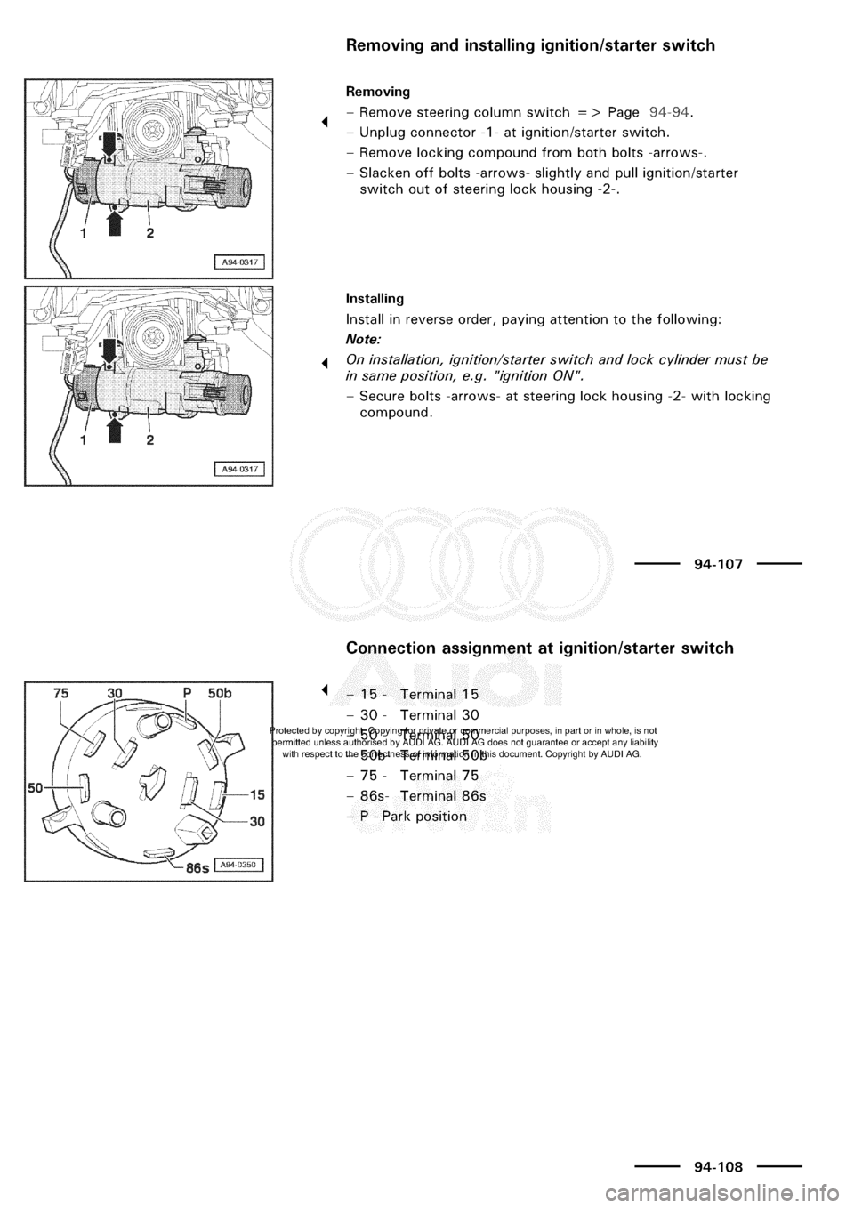 AUDI A3 1998 8L / 1.G Electrical System Workshop Manual 