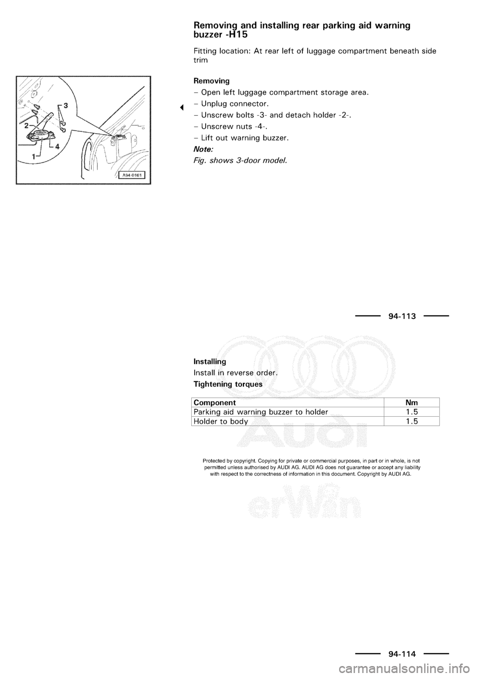 AUDI A3 1998 8L / 1.G Electrical System Workshop Manual 