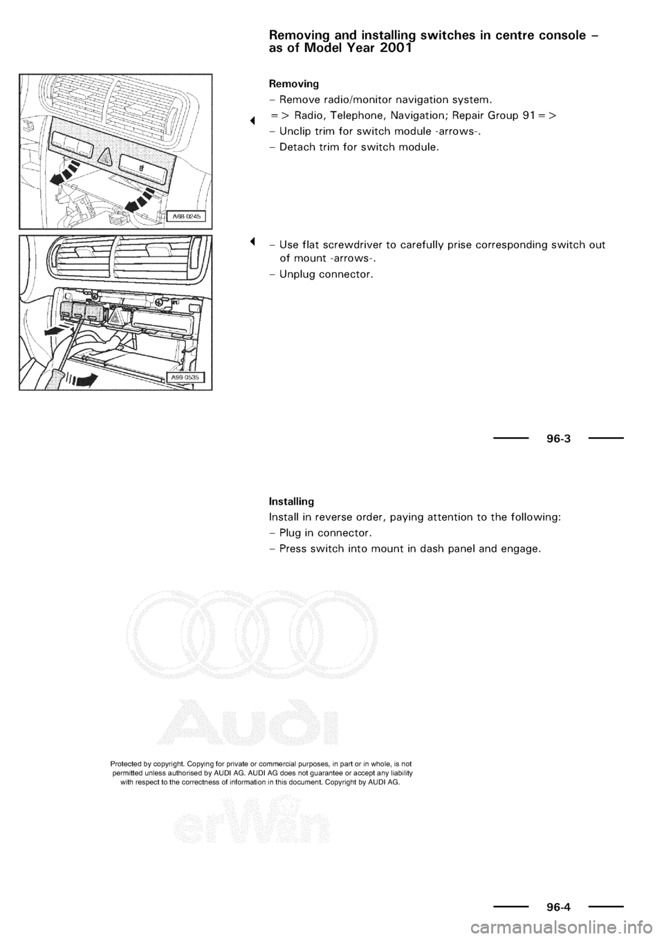 AUDI A3 1998 8L / 1.G Electrical System Workshop Manual 