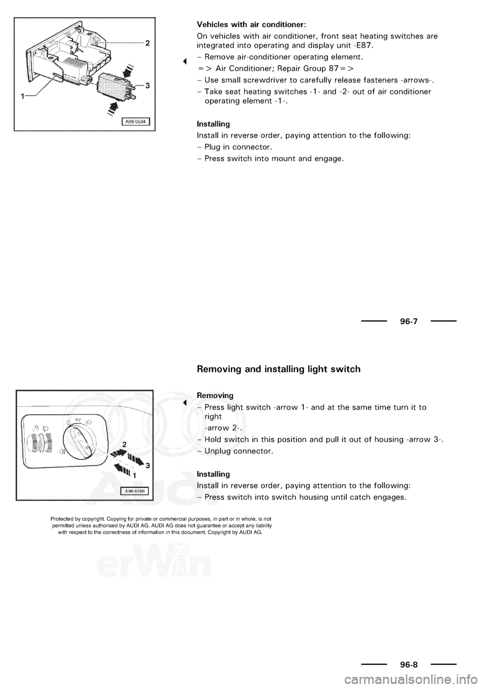 AUDI A3 1998 8L / 1.G Electrical System Workshop Manual 