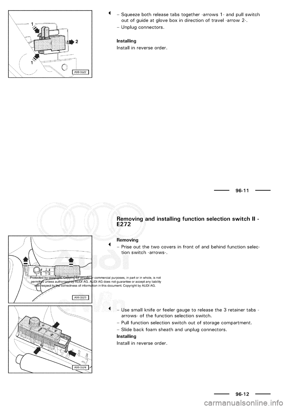 AUDI A3 1998 8L / 1.G Electrical System Workshop Manual 