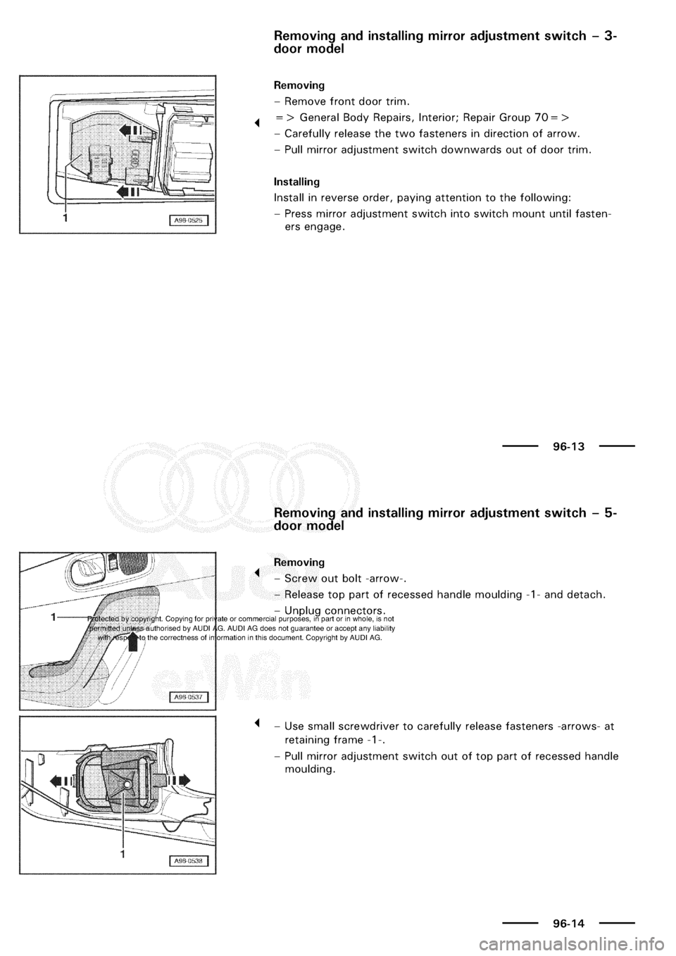 AUDI A3 1998 8L / 1.G Electrical System Workshop Manual 