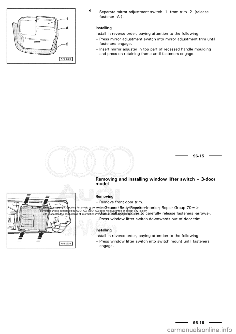 AUDI A3 1998 8L / 1.G Electrical System Workshop Manual 