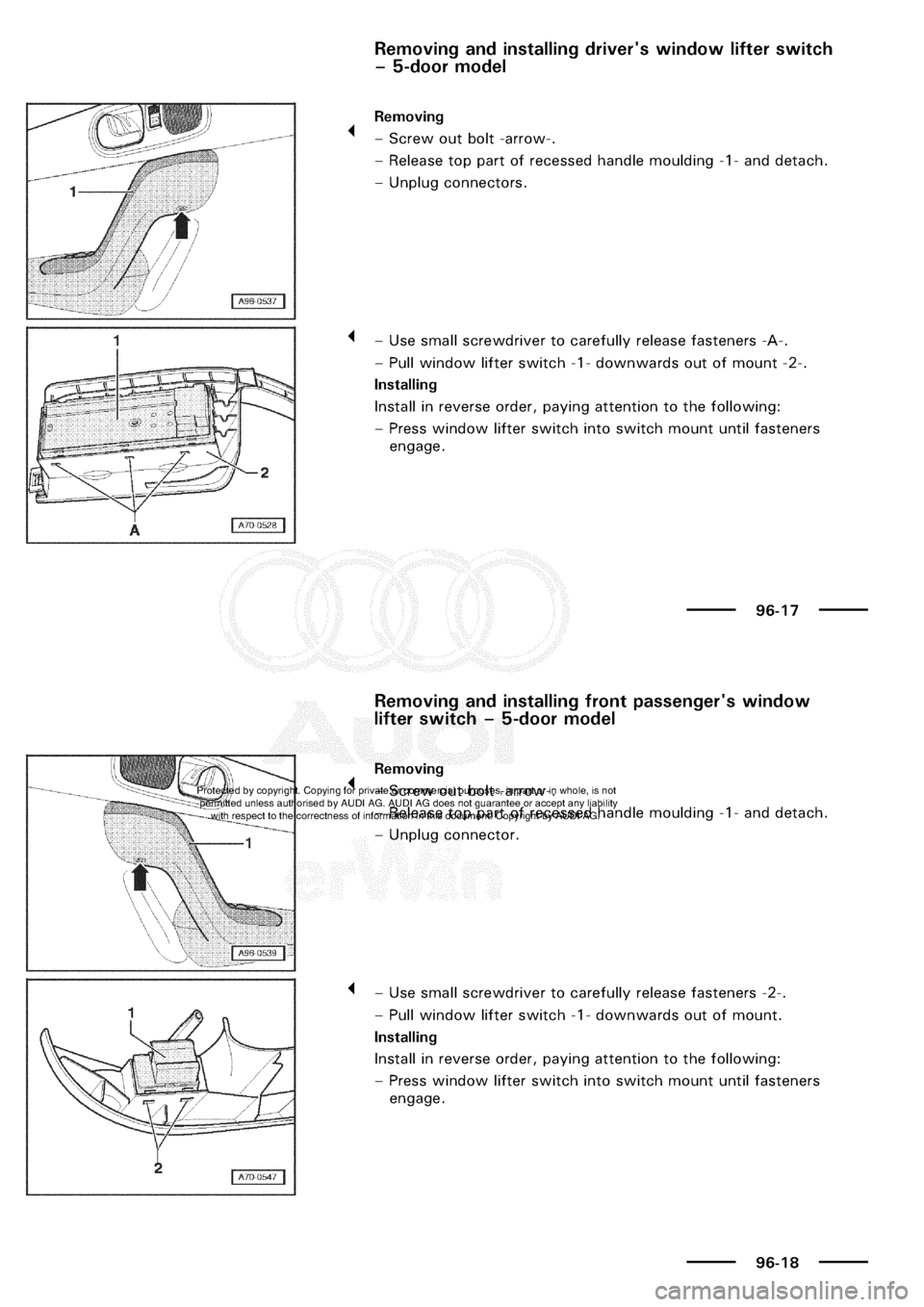 AUDI A3 1998 8L / 1.G Electrical System Workshop Manual 