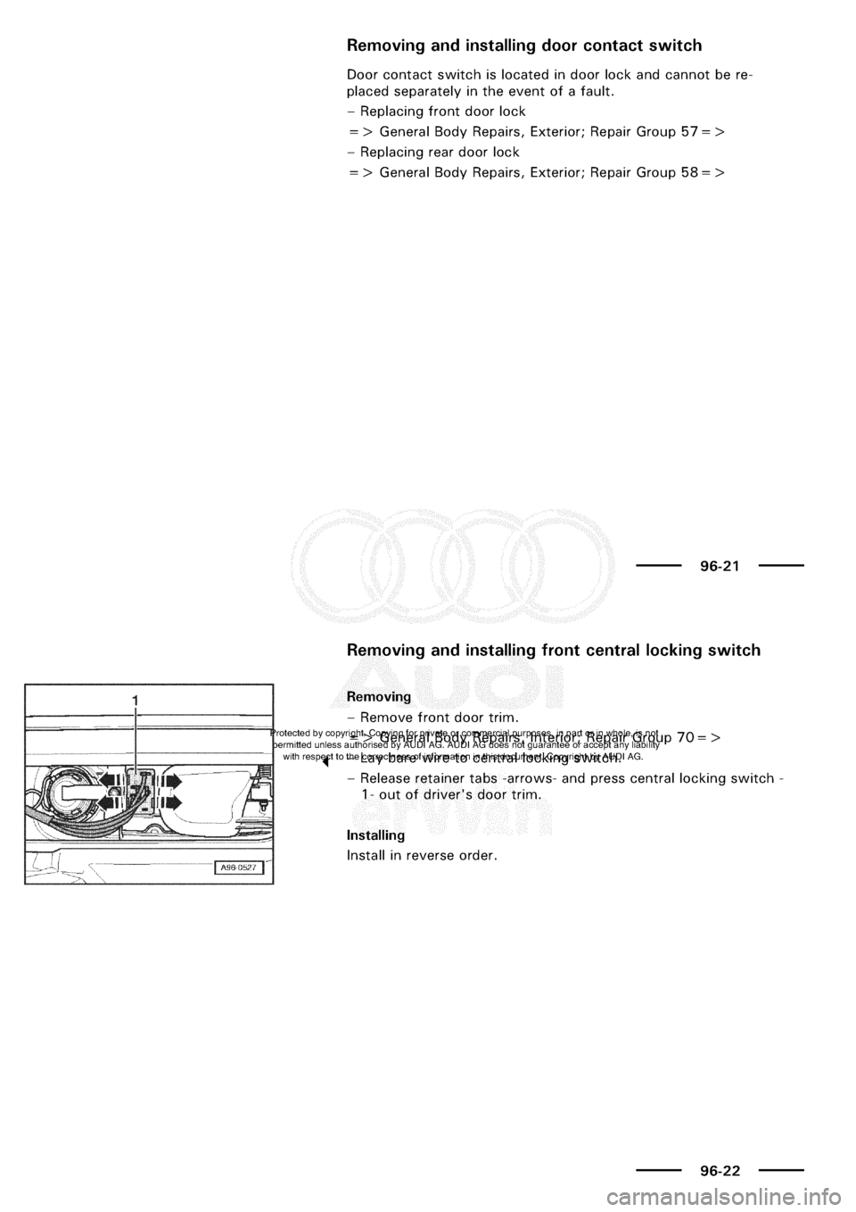 AUDI A3 1998 8L / 1.G Electrical System Workshop Manual 