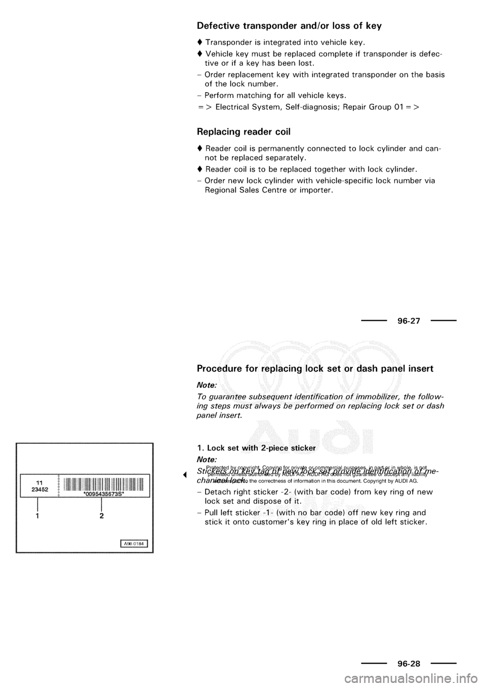 AUDI A3 1998 8L / 1.G Electrical System Workshop Manual 