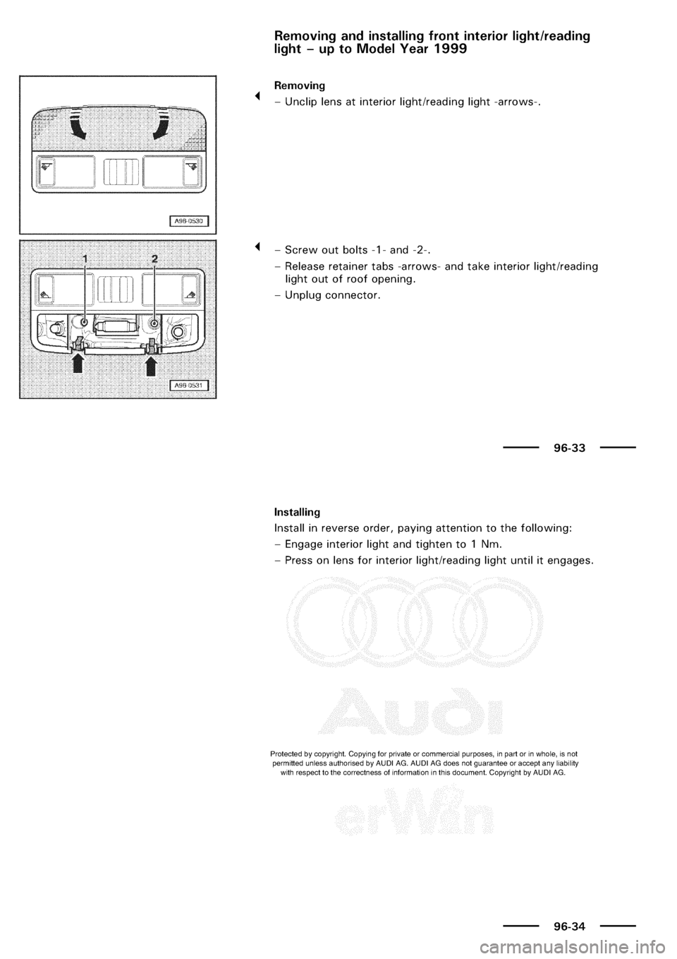 AUDI A3 1998 8L / 1.G Electrical System Workshop Manual 