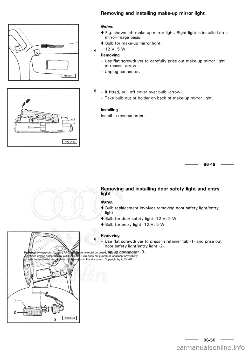 AUDI A3 1998 8L / 1.G Electrical System Workshop Manual 